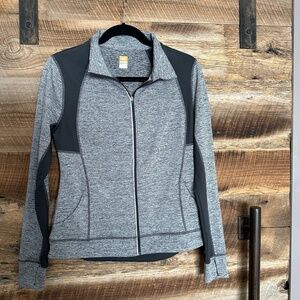 EUC - Lucy Activewear - Go-To Full Zip Jacket - Heather Grey & Black - M